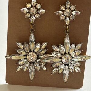 J. Crew Gold Crystal Earrings Starburst Teardrop Floral